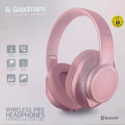 Goodmans Wireless Pro Headphones Pink