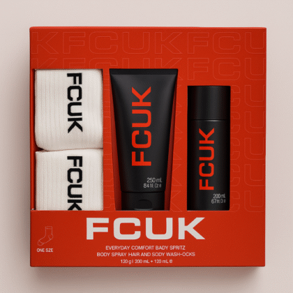 FCUK Everyday Comfort Gift Set – Socks, Body Spray & Hair + Body Wash