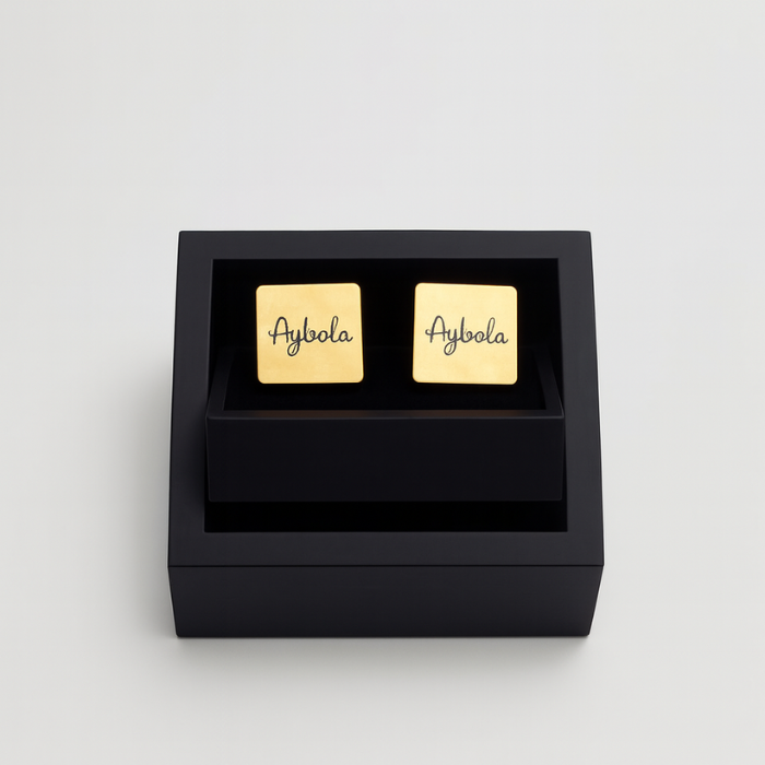 Personalized Engraved Gold Cufflinks