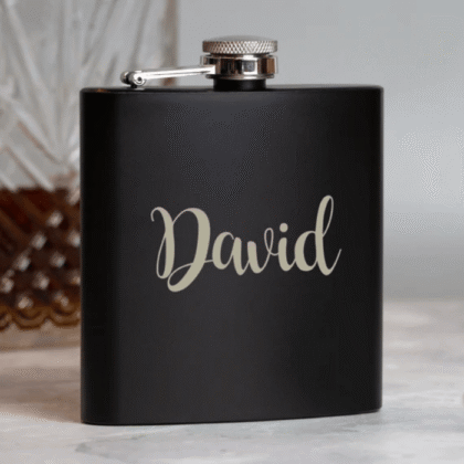 Personalized Black Stainless Steel Hip Flask
