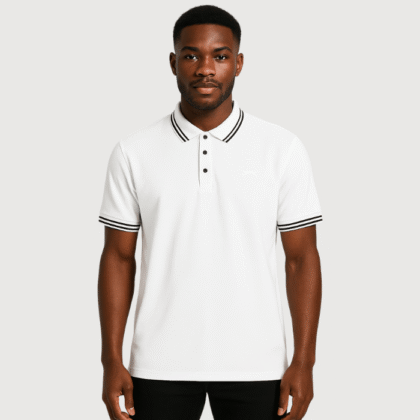 BoohooMAN White Polo Shirt with Black Tipping