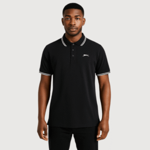 Slazenger Black Polo Shirt with White Tipping