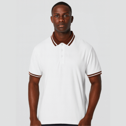 BoohooMAN White Polo Shirt with Brown Contrast